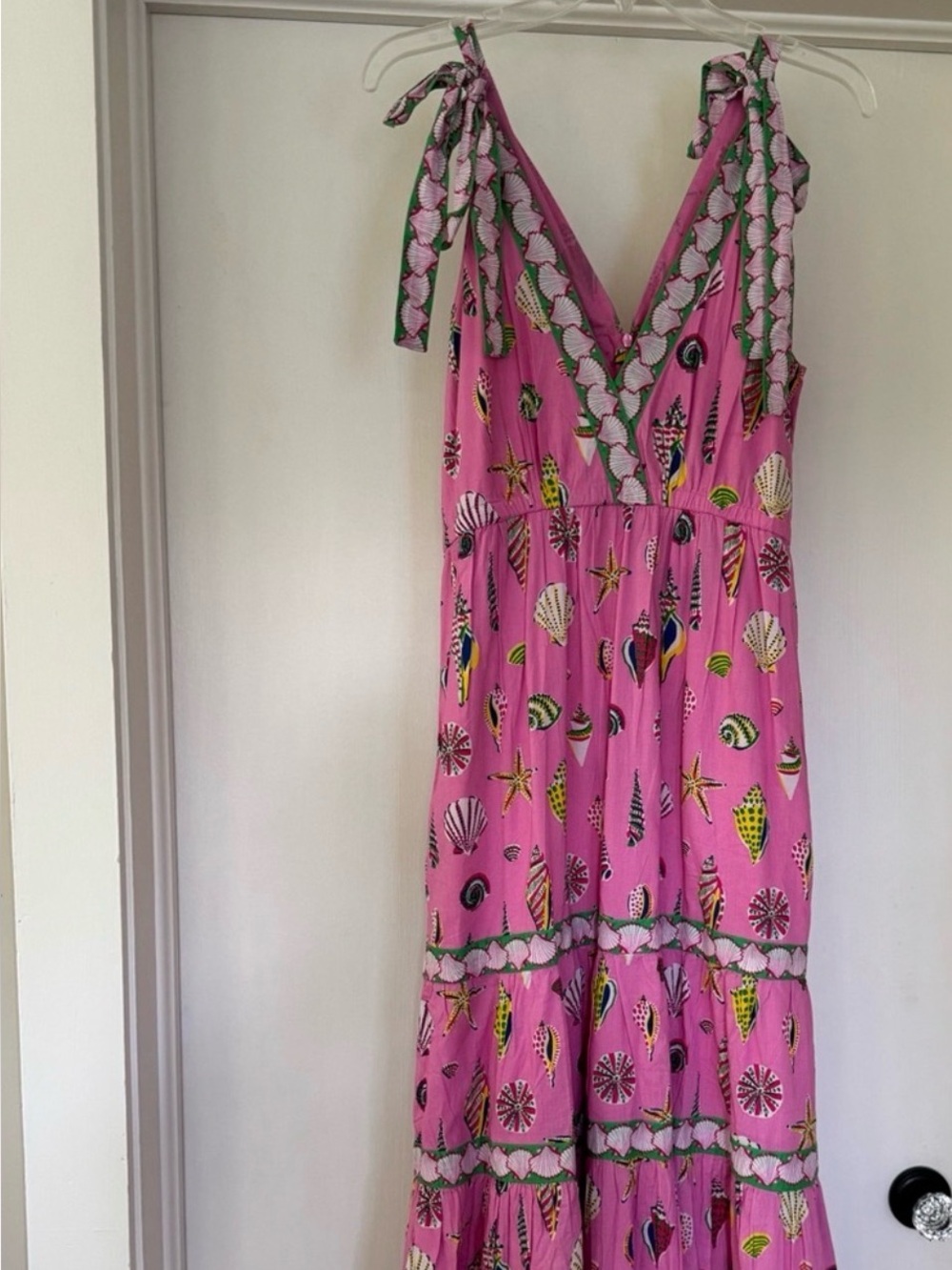 Printfresh Sz M hot pink shell maxi dress